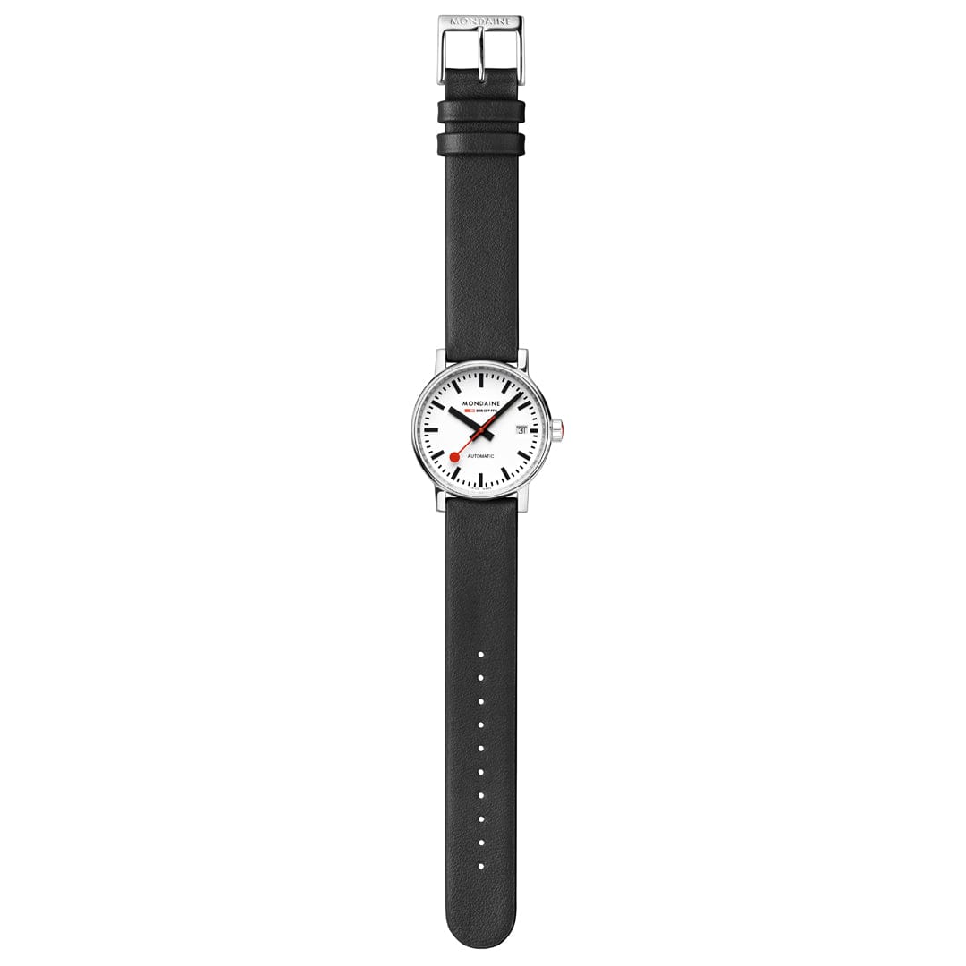Mondaine evo2 Automatic Black Vegan Leather 35mm Watch