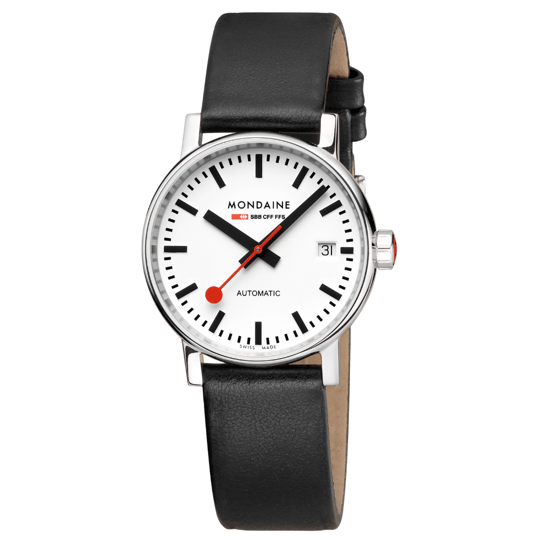 Mondaine evo2 Automatic Black Vegan Leather 35mm Watch