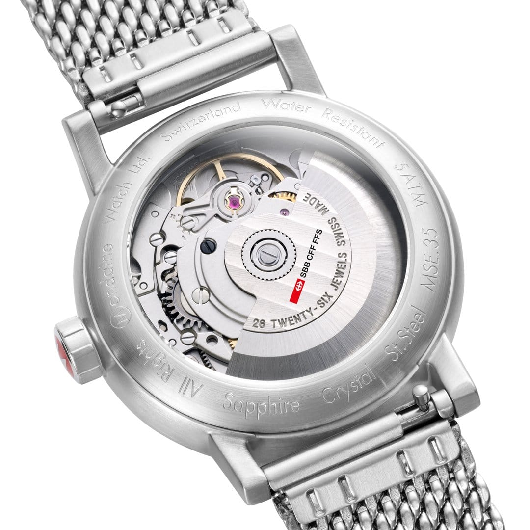 Mondaine evo2 Automatic Stainless Steel Mesh 35mm Watch