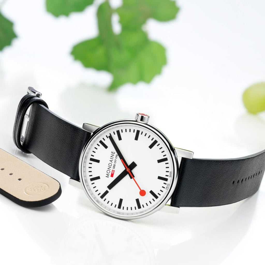Mondaine evo2 Black Vegan Leather 40mm Watch