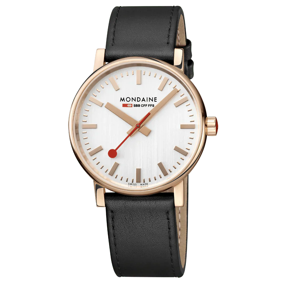 Mondaine Watch EVO2 Rose Gold Black