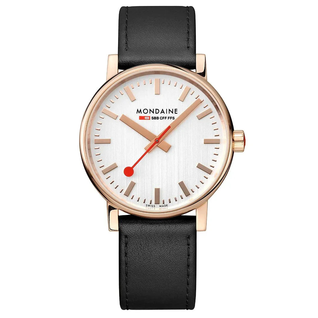 Mondaine Watch EVO2 Rose Gold Black