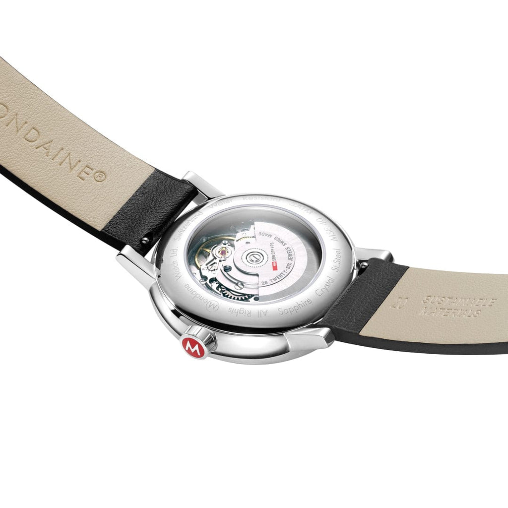 Mondaine evo2 Automatic Black Vegan Leather 40mm Watch