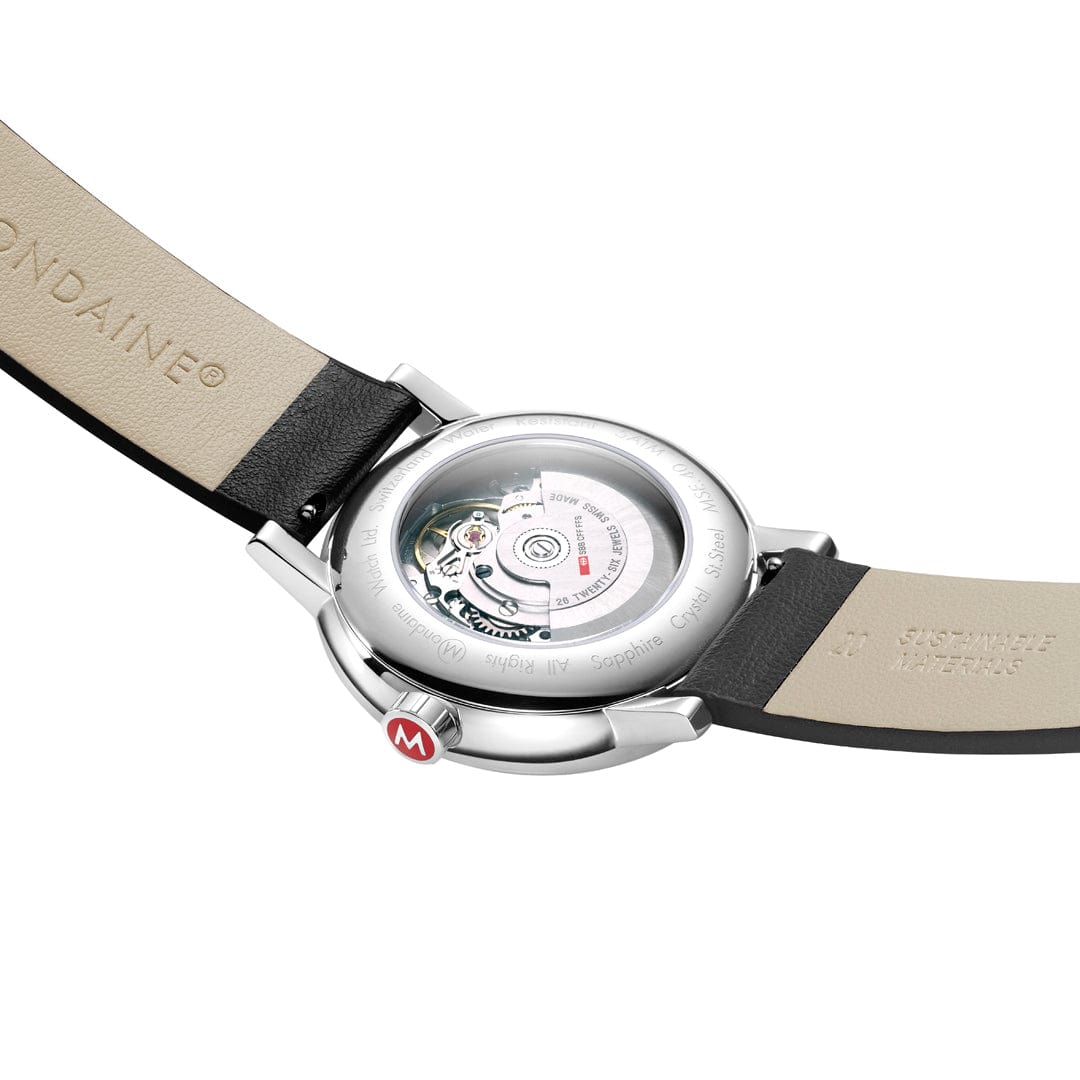Mondaine evo2 Automatic Black Vegan Leather 40mm Watch