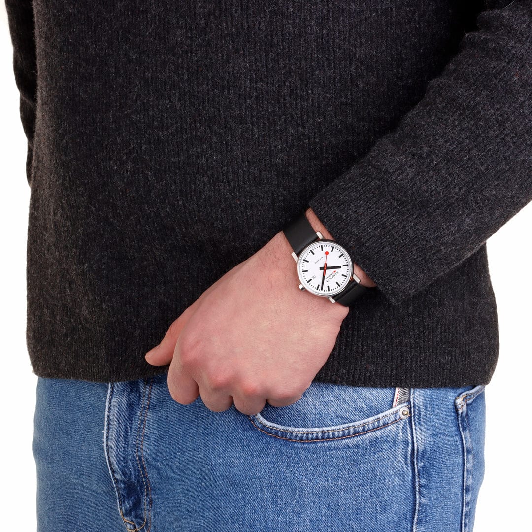 Mondaine evo2 Automatic Black Vegan Leather 40mm Watch