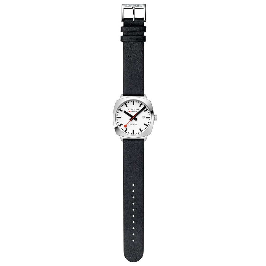 Mondaine Men's White Cushion Automatic 39mm Watch