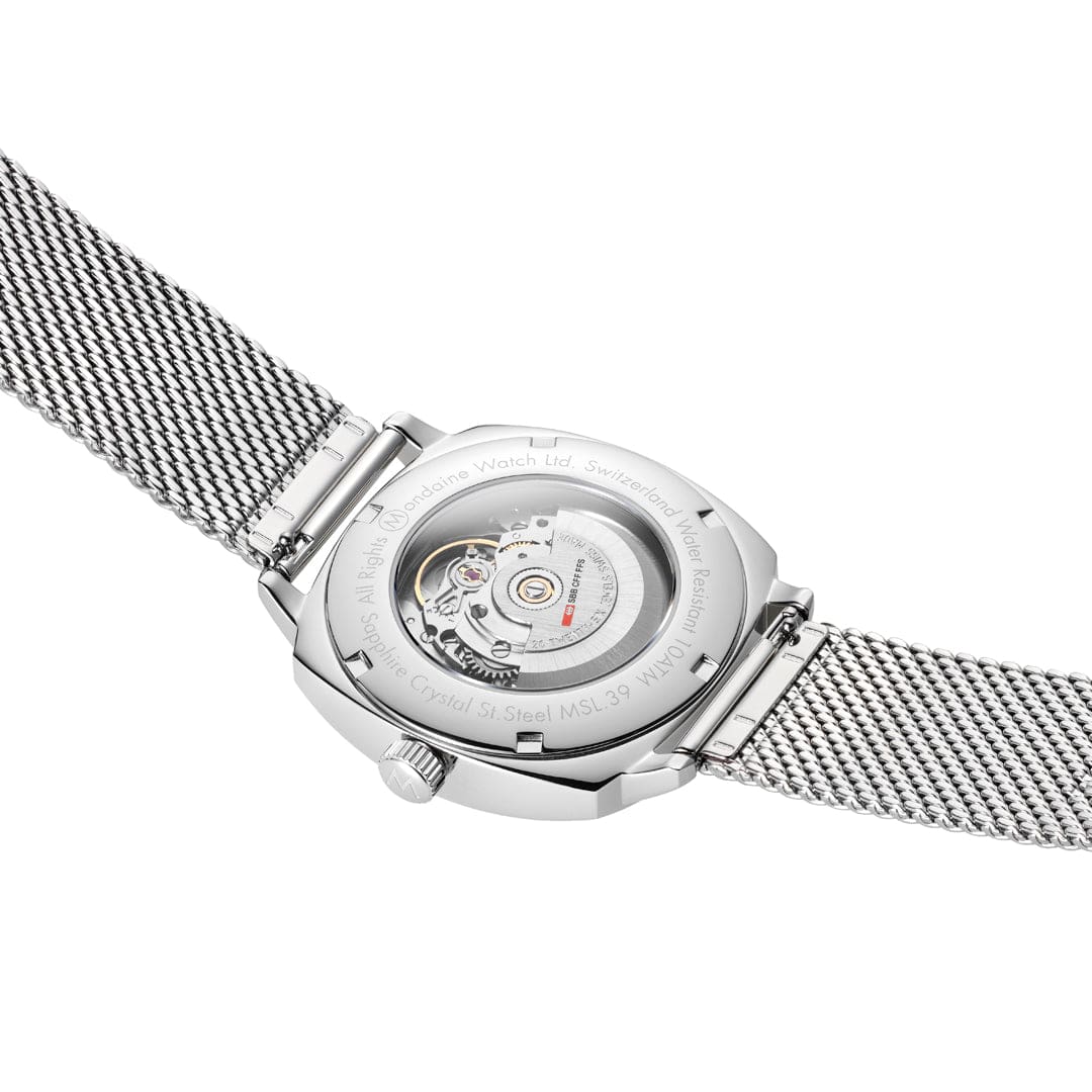 Mondaine Men's White Cushion Automatic 39mm Watch