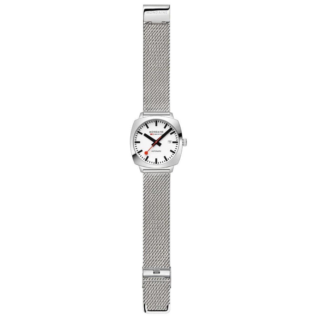 Mondaine Men's White Cushion Automatic 39mm Watch