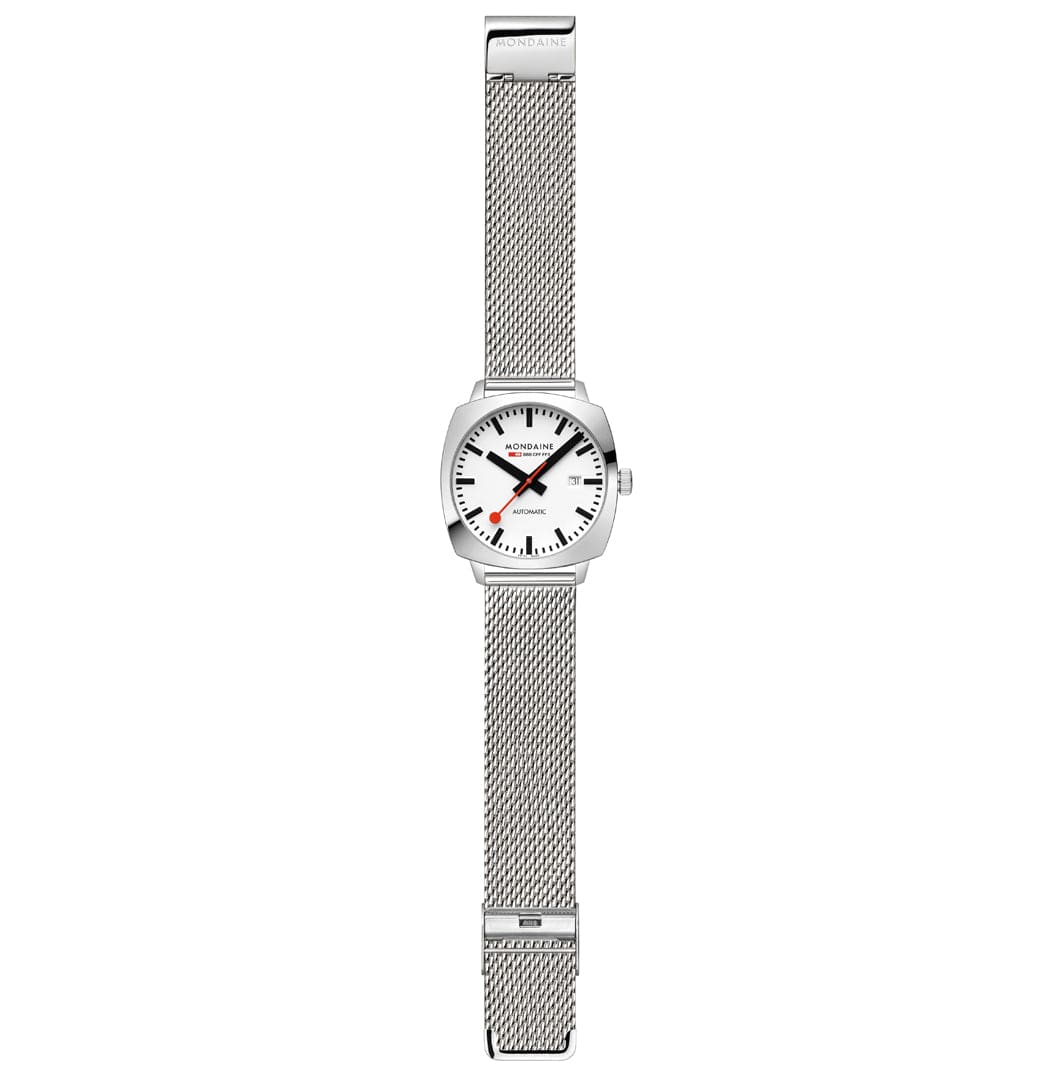 Mondaine Men's White Cushion Automatic 39mm Watch
