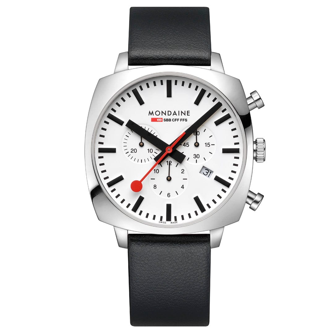 Mondaine Grand Cushion 41mm Men's Black Chrono Watch