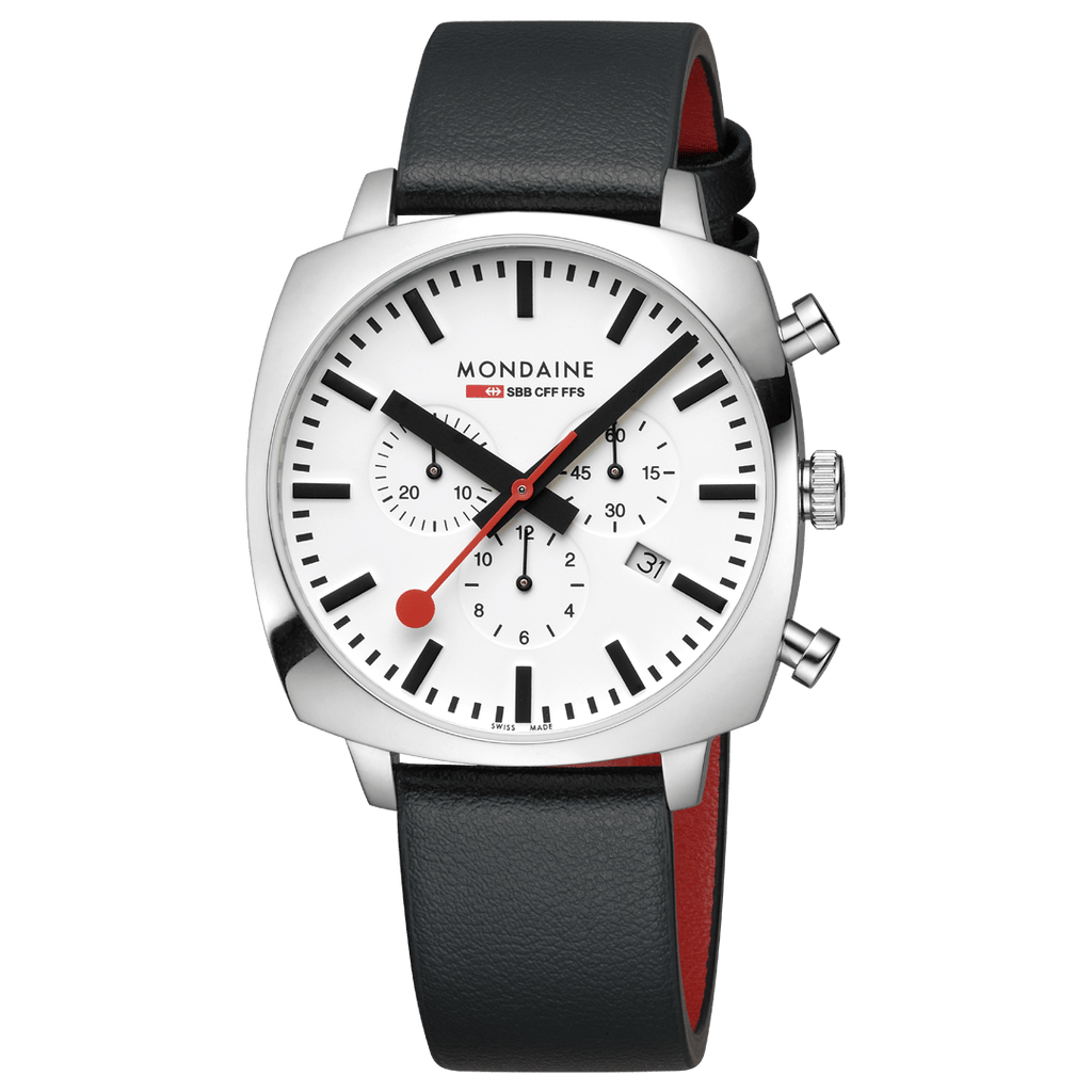 Mondaine Grand Cushion 41mm Men's Black Chrono Watch