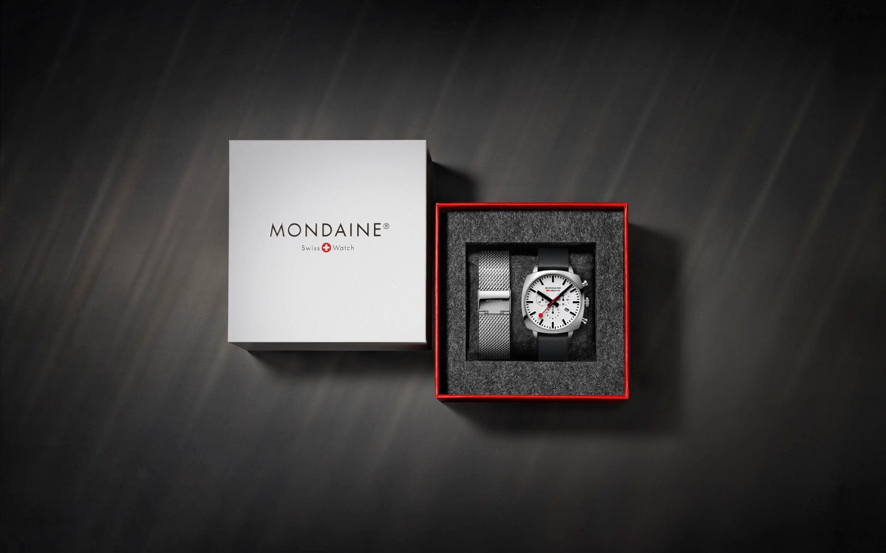 Mondaine Grand Cushion 41mm Men's Black Chrono Watch