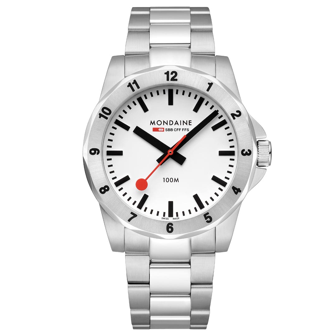 Mondaine Men's White Numeri 42mm Watch