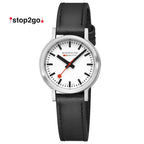 Mondaine Stop2Go White 34mm Vegan Leather Watch