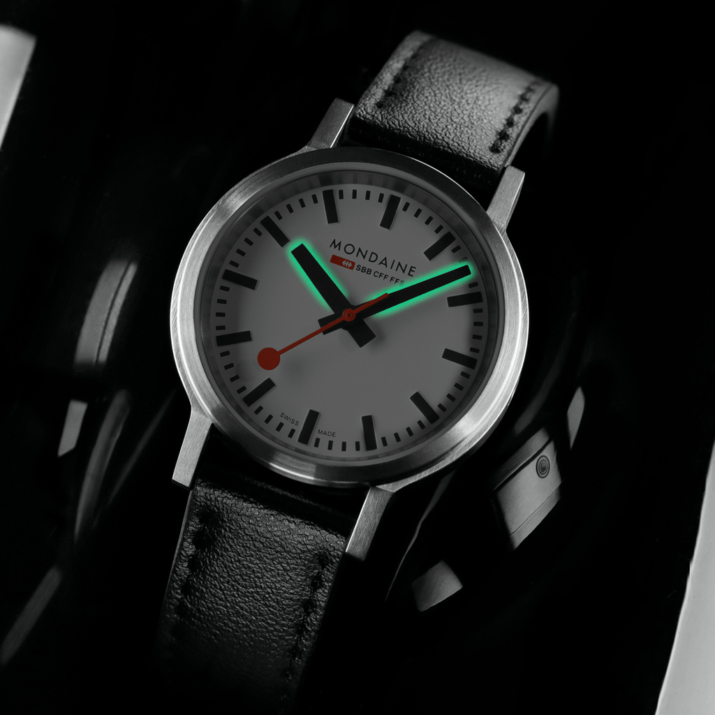 Mondaine Stop2Go White 34mm Vegan Leather Watch
