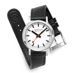 Mondaine Stop2Go White 34mm Vegan Leather Watch