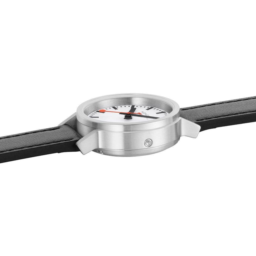 Mondaine Stop2Go White 34mm Vegan Leather Watch