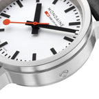 Mondaine Stop2Go White 34mm Vegan Leather Watch