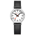 Mondaine Stop2Go White 34mm Vegan Leather Watch