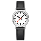 Mondaine Stop2Go White 34mm Vegan Leather Watch