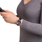 Mondaine 34mm Stop2Go Watch Black Dial Vegan Leather