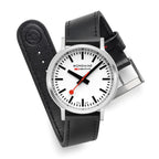 Mondaine Stop2Go White 41mm Vegan Leather Watch