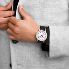 Mondaine Stop2Go White 41mm Vegan Leather Watch