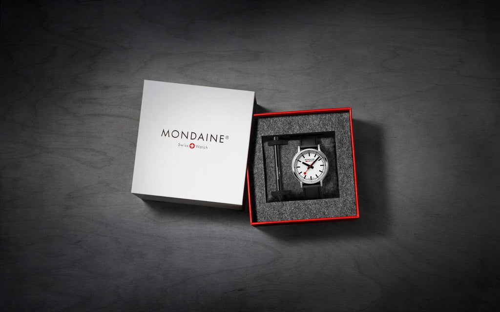 Mondaine Stop2Go White 41mm Vegan Leather Watch