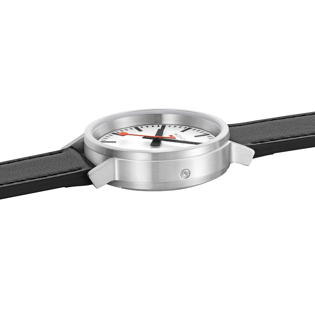 Mondaine Stop2Go White 41mm Vegan Leather Watch