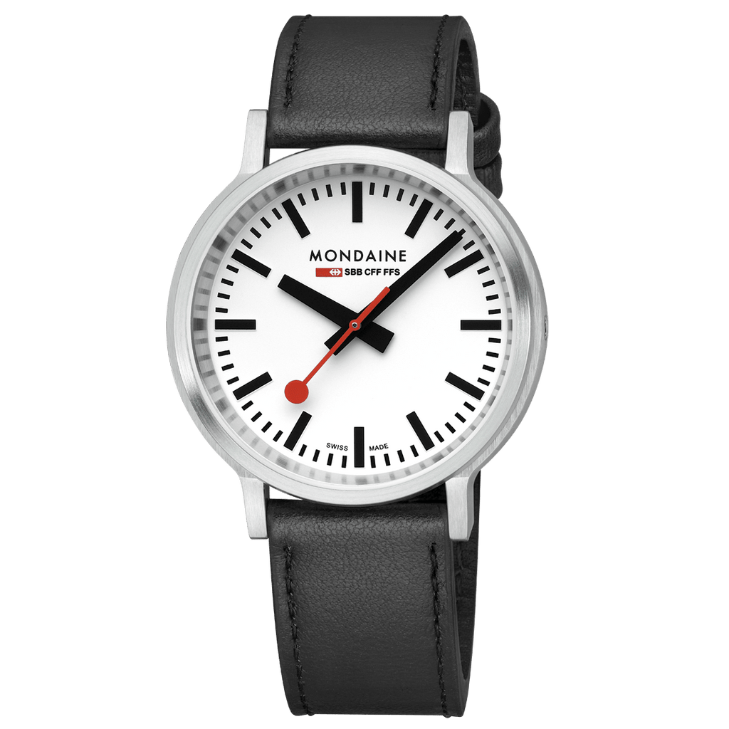 Mondaine Stop2Go White 41mm Vegan Leather Watch