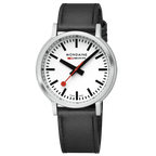 Mondaine Stop2Go White 41mm Vegan Leather Watch