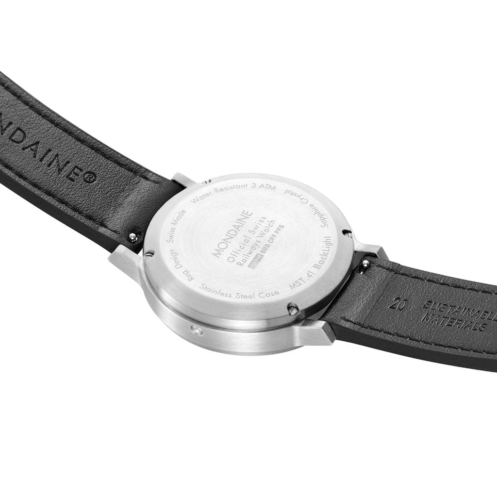 Mondaine Stop2Go White 41mm Vegan Leather Watch