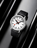 Mondaine Stop2Go White 41mm Vegan Leather Watch