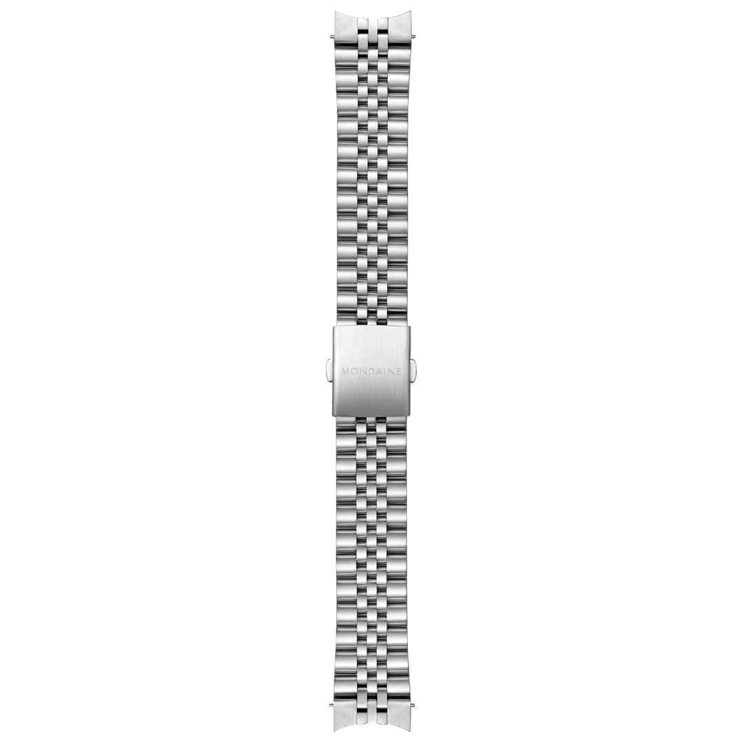 Mondaine 41mm Stop2Go Watch White Dial Steel Bracelet