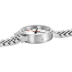 Mondaine 41mm Stop2Go Watch White Dial Steel Bracelet