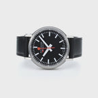 Mondaine 41mm Stop2Go Watch Black Dial Vegan Leather