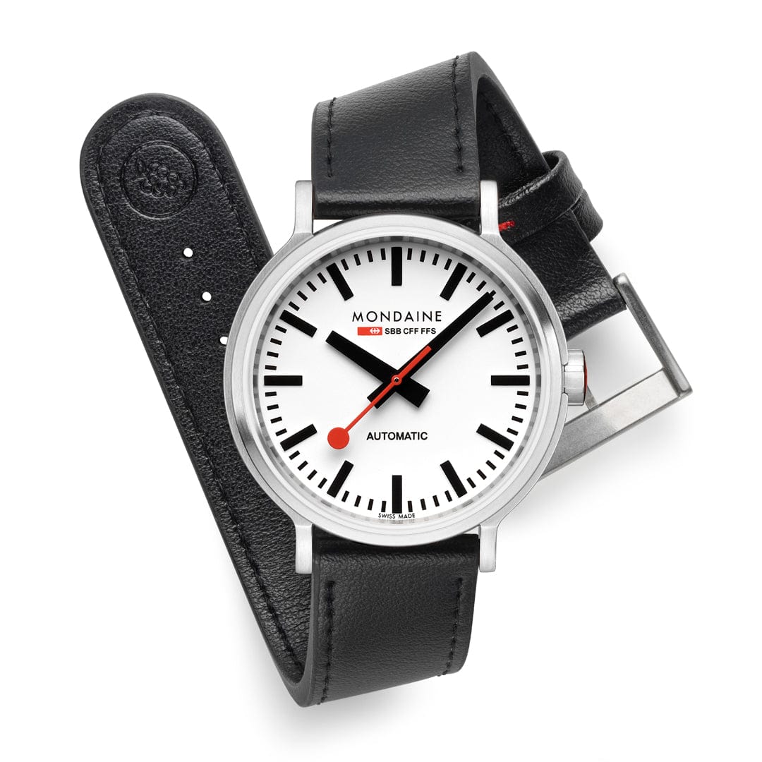 Mondaine Original Automatic White 41mm Vegan Leather Watch