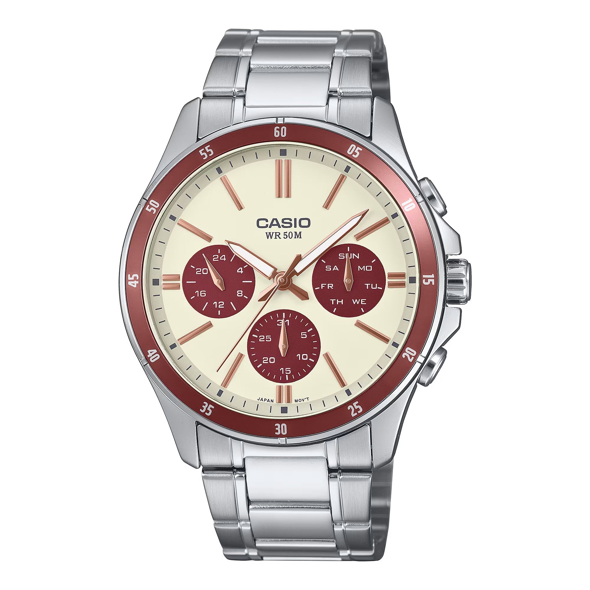 Casio Chrono 44mm Silver Men's Neutral Cream Analogue Watch