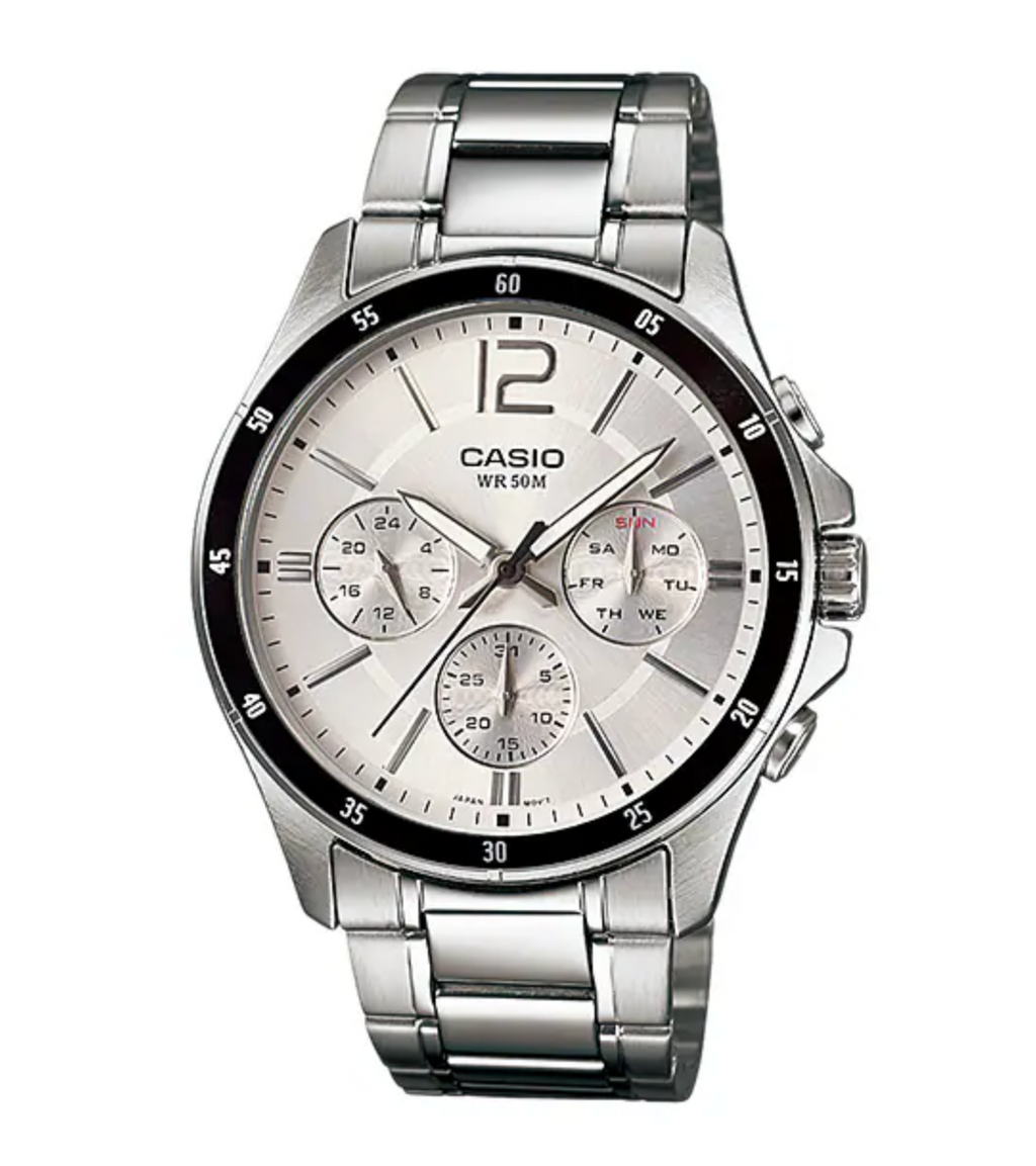 Casio Chronograph 47mm Silver Men's Stainless Steel Watch