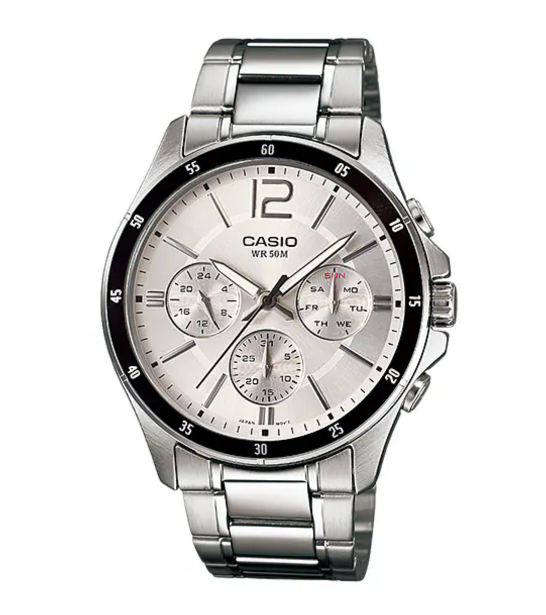 Casio Chronograph 47mm Silver Men's Stainless Steel Watch