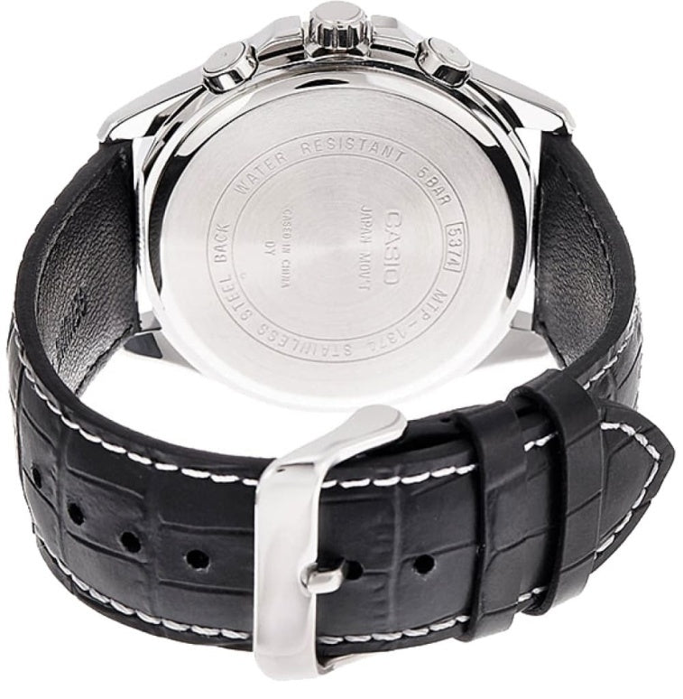 Casio Men's Watch 44mm Chronograph Black Leather