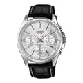 Casio Chrono 42mm Silver Men's Silver Leather Analogue Watch