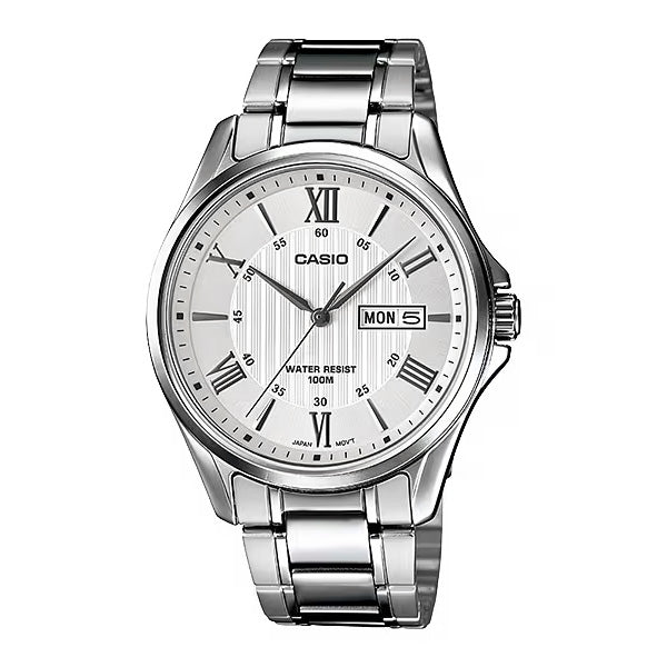 Casio Day Date 41mm Silver Men's White Analogue Watch