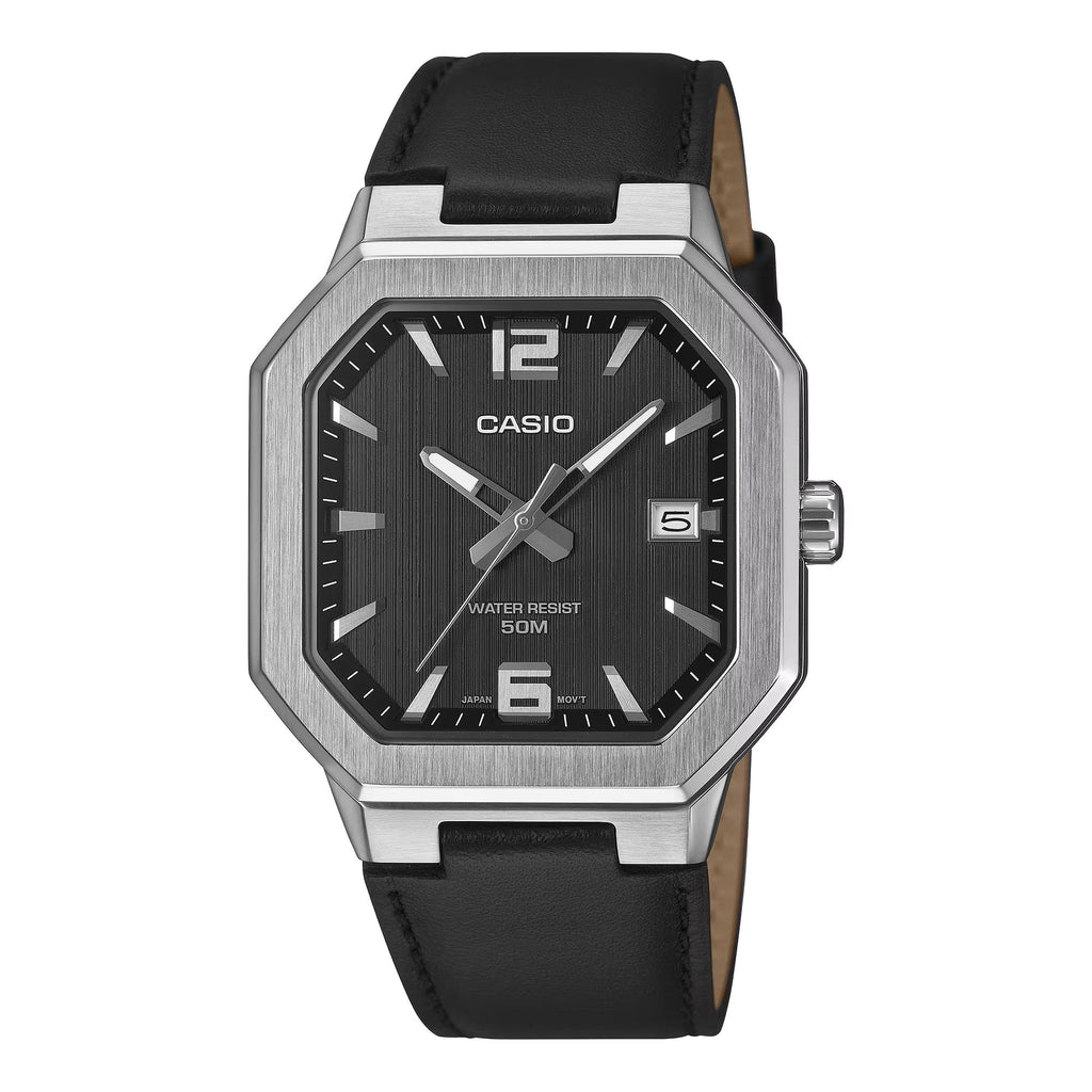 Casio Men's Watch 38mm Sleek Metal Black Octagonal