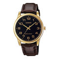 Casio Men's Gold Black Brown Leather Watch