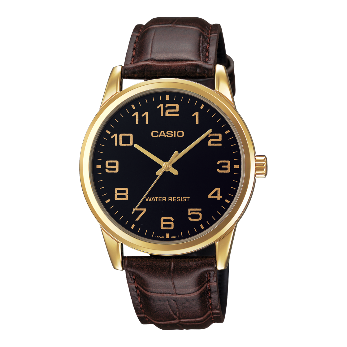 Casio Men's Gold Black Brown Leather Watch