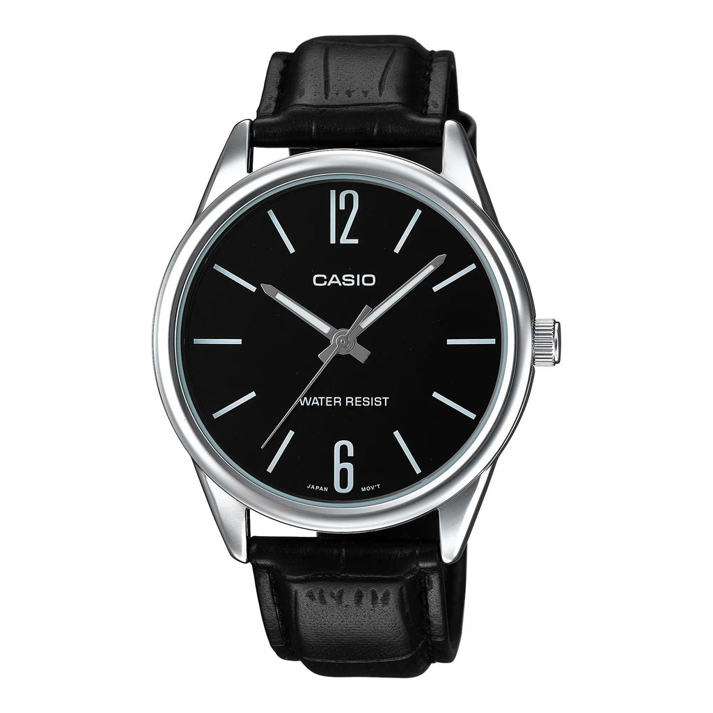 Casio Classic 40mm Silver Men's Black Leather Analogue Watch