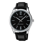Casio Classic 40mm Silver Men's Black Leather Analogue Watch