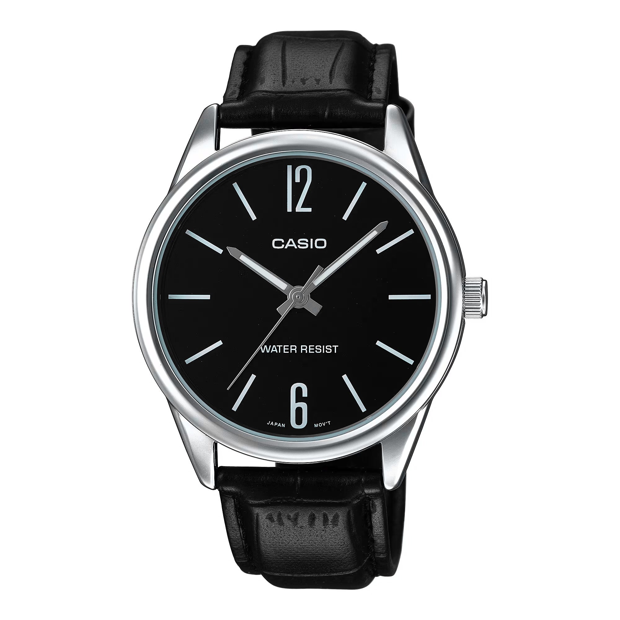 Casio Classic 40mm Silver Men's Black Leather Analogue Watch