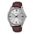 Casio Classic 40mm Silver Men's Brown Leather Analogue Watch